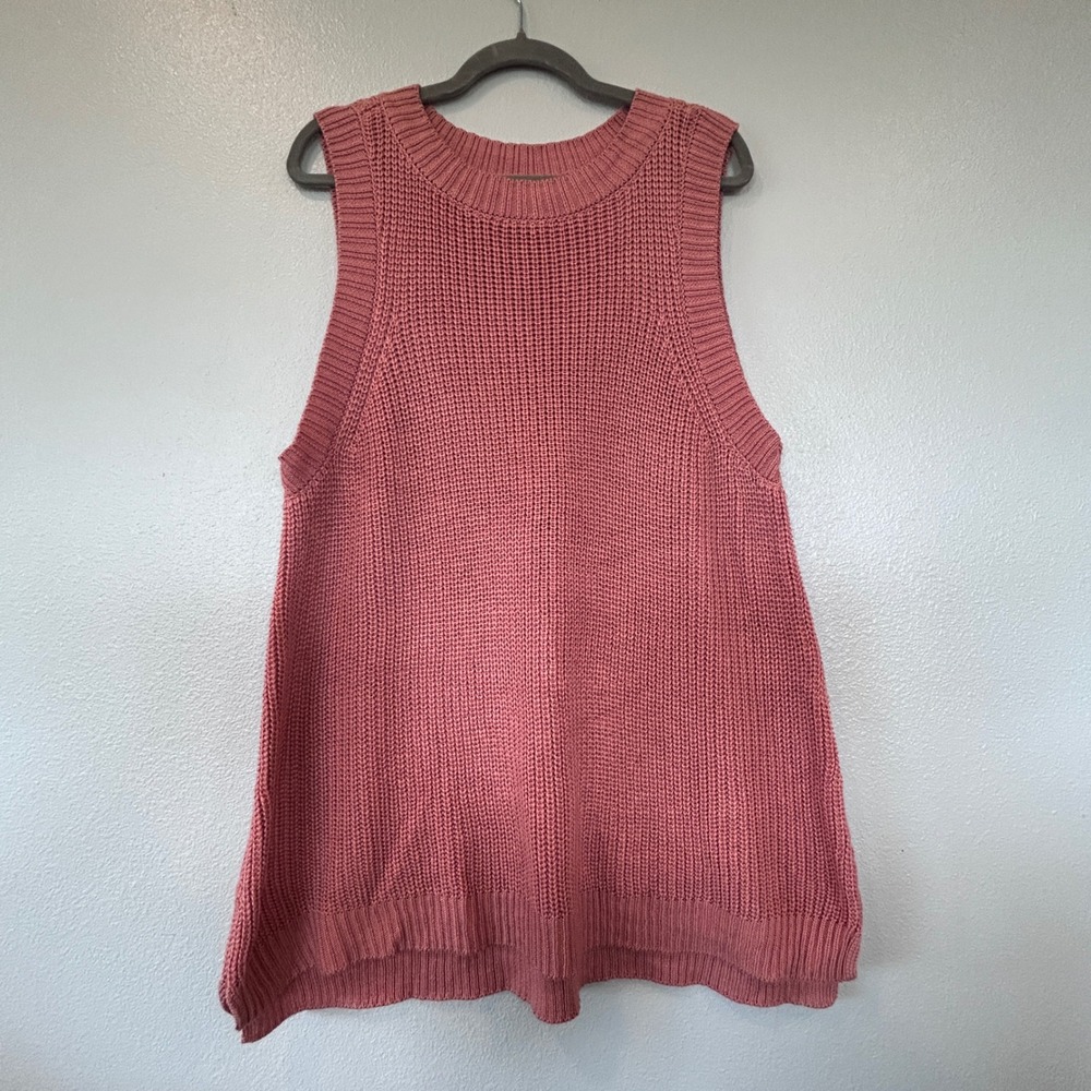 Sonoma Goods For Life Womens 3X Pink Shaker Knit Sleeveless Sweater Vest‎ Top